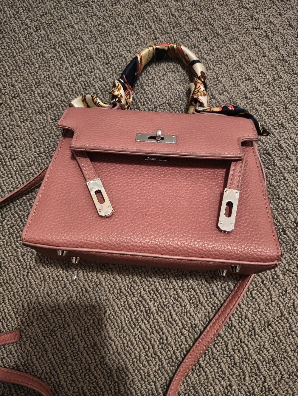 Women's Mauve Leather Top-Handle Crossbody Bag